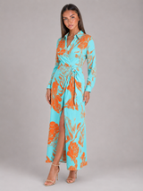 Robe chemise midi rayée à nœud torsadé pour femme en été