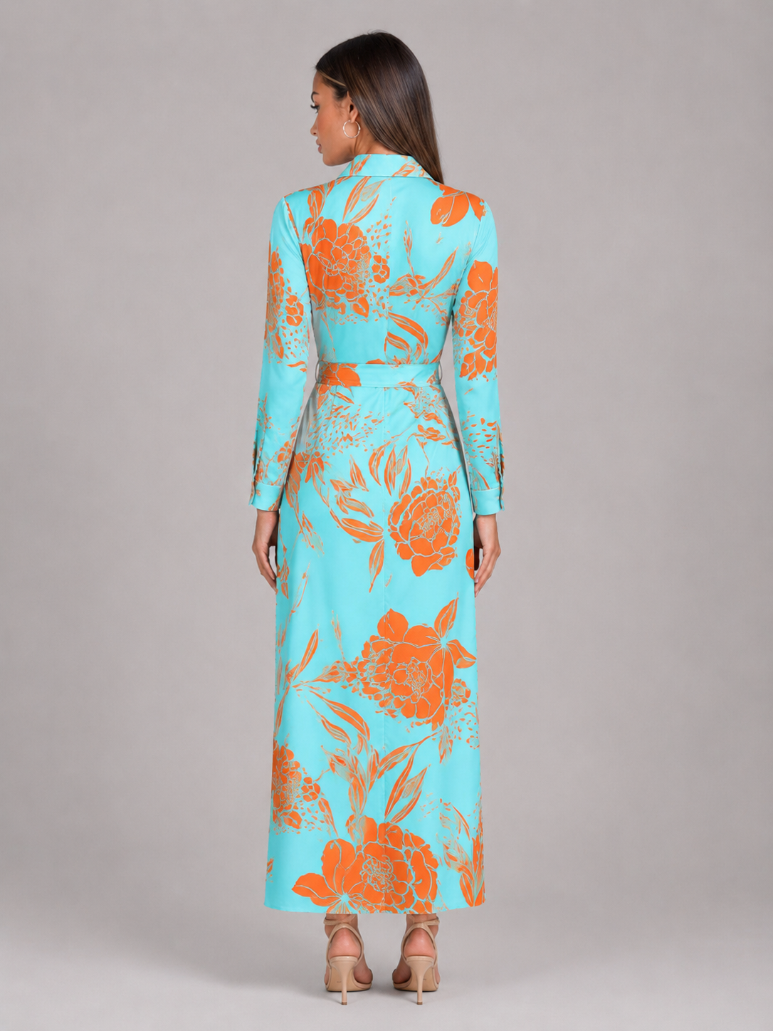 Robe chemise midi rayée à nœud torsadé pour femme en été