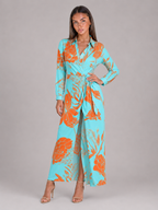 Robe chemise midi rayée à nœud torsadé pour femme en été