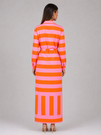 Robe chemise midi rayée à nœud torsadé pour femme en été