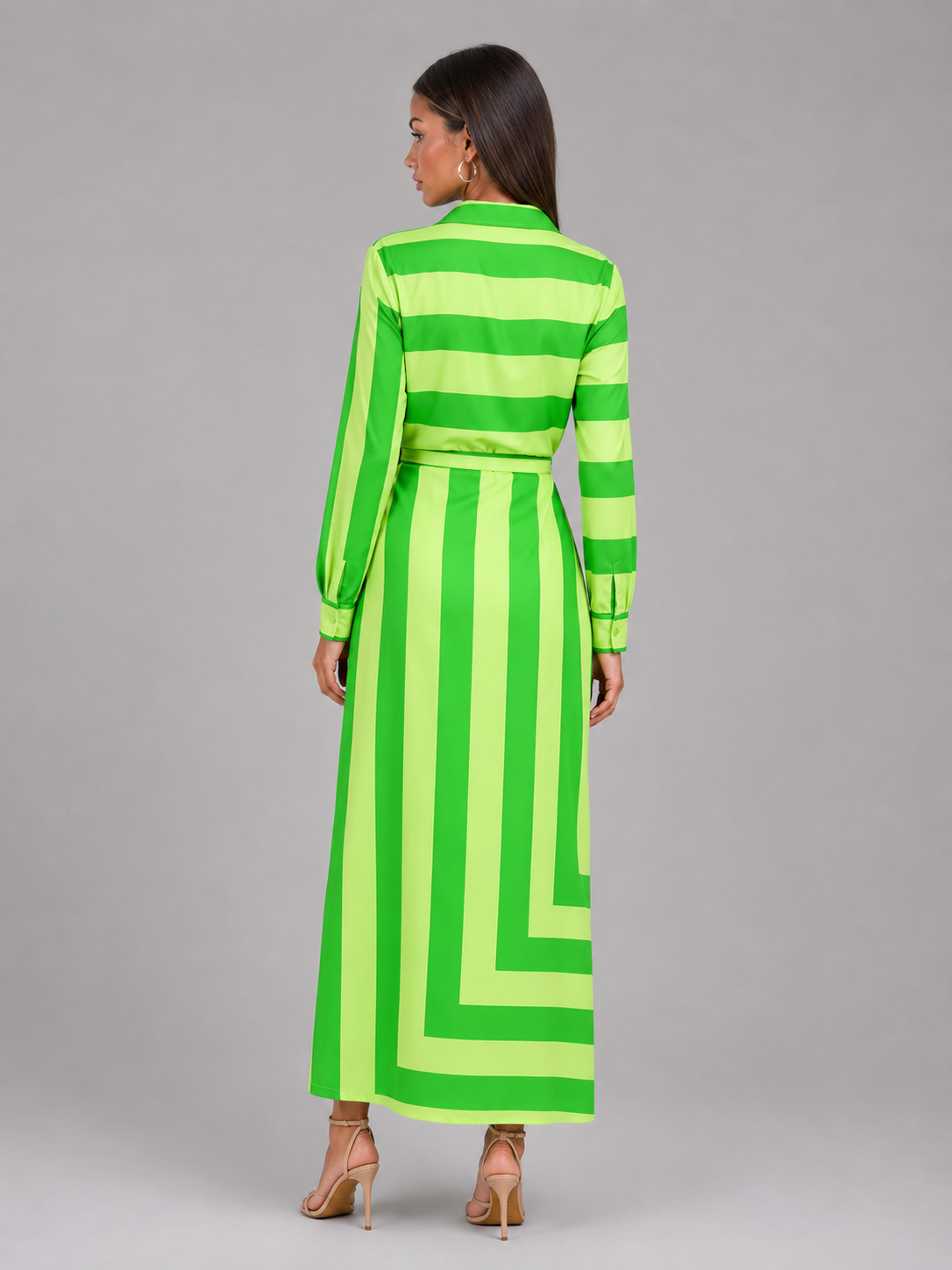 Robe chemise midi rayée à nœud torsadé pour femme en été