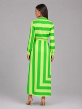 Robe chemise midi rayée à nœud torsadé pour femme en été