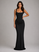 Women’s Bodycon Corset Maxi Dress – Sculpted Draped Silhouette