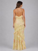 Women’s Chiffon Floral Ruffle Maxi Dress – Wedding Guest Occasion