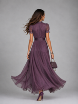 Women’s Chiffon Lace Trim Maxi Dress – Flowing Silhouette