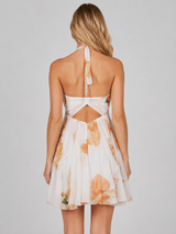 Women’s Floral Chiffon Halter Mini Dress – Summer Occasion Style