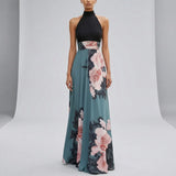 Women's Floral Maxi Dress – Sleeveless Silhouette
