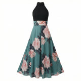 Women's Floral Maxi Dress – Sleeveless Silhouette