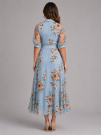 Robe maxi portefeuille à nouer à la taille fleurie pour femme été