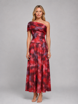 Women's one shoulder abstract print maxi dress
