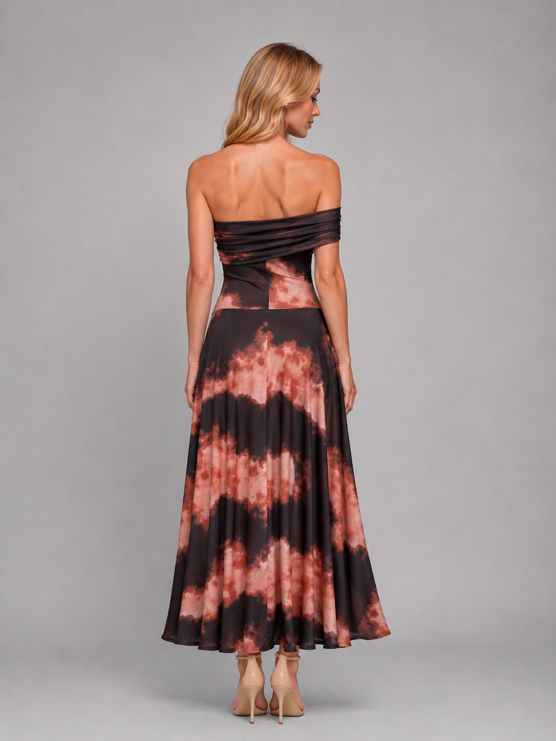 One Shoulder Abstract Print Maxi Dress Wedding Guest