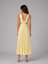 Women’s Pleated Cut-Out Midi Dress – Flowing Silhouette