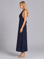 Vestido maxi de lunares con cuello halter para mujer verano