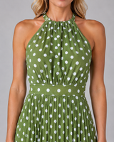 Women’s Polka Dot Halter Midi Dress – Relaxed Summer Style