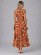 Women’s Polka Dot Halter Midi Dress – Relaxed Summer Style
