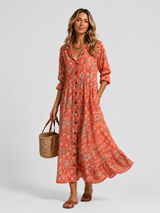 Women’s Printed Shirt Dress – Relaxed Flattering Fit