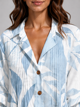 Relaxed A-line printed shirt maxi dress for summer