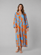 Abstract Print Long Sleeve Maxi Dress Summer Women