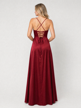 Women’s Satin Feel Cowl Neck Maxi Dress – Side Split Style