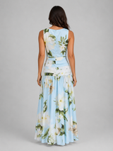 Sleeveless floral boat neck maxi dress front view
