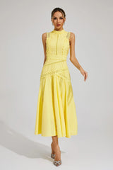 Women's Sleeveless Lace Midi Dress – Elegant Silhouette