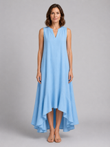 Women's sleeveless V neck flowy maxi dress