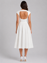 Women’s Structured Cap Sleeve Midi Dress – Elegant Occasion Style