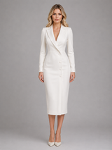 Women’s Tailored Blazer Midi Dress – Formal Business Style