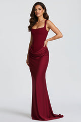 Satin Corset Mermaid Maxi Dress Wedding Guest