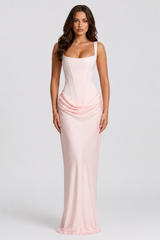 Satin Corset Mermaid Maxi Dress Wedding Guest