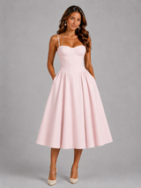 Vestido midi con corsé para eventos de verano e invitadas de boda - Estilo para ocasiones