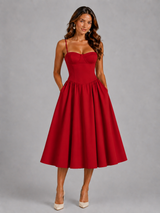 Vestido midi con corsé para eventos de verano e invitadas de boda - Estilo para ocasiones