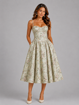 Vestido midi con corsé para eventos de verano e invitadas de boda - Estilo para ocasiones
