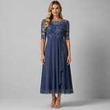 Women's Chiffon Lace Midi Dress – Flowing Silhouette